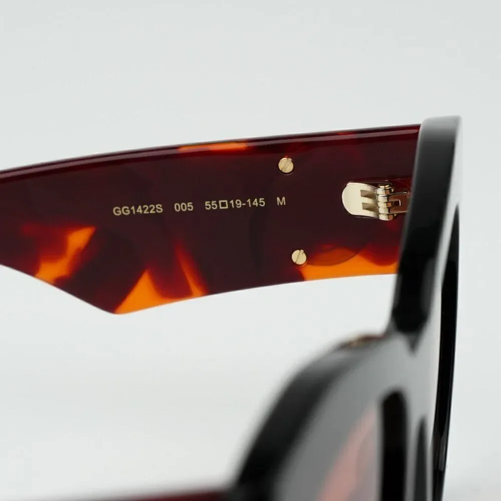 NEW Gucci GG1422S 005 Black Havana Rust Square Women Sunglasses GG 1422S